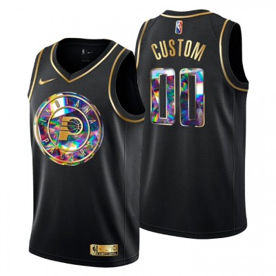 Indiana Pacers Custom Men's Golden Edition Diamond Logo 202122 Swingman Jersey Black